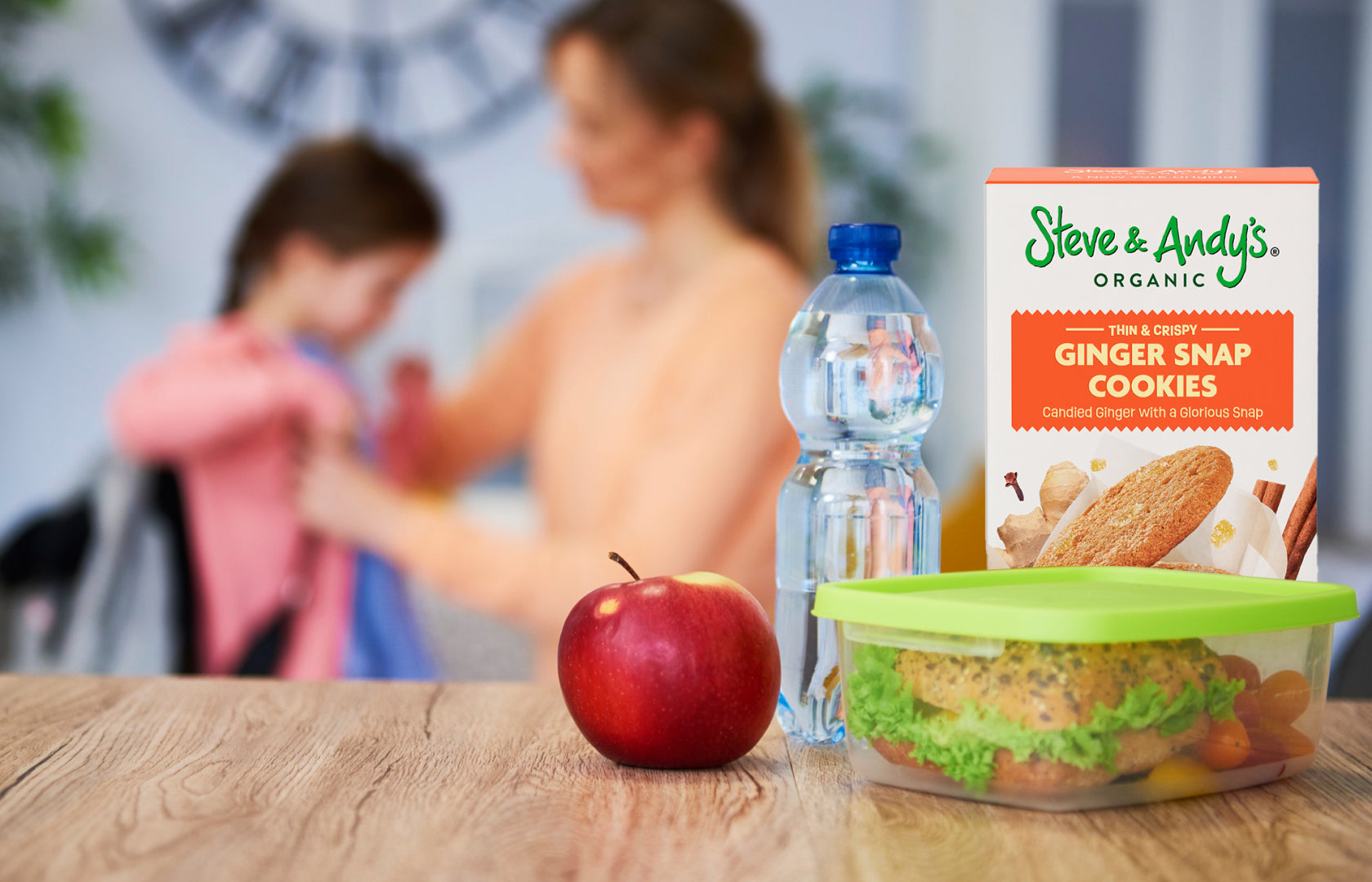 Colorful school lunchbox filled with healthy snacks and gluten free cookies