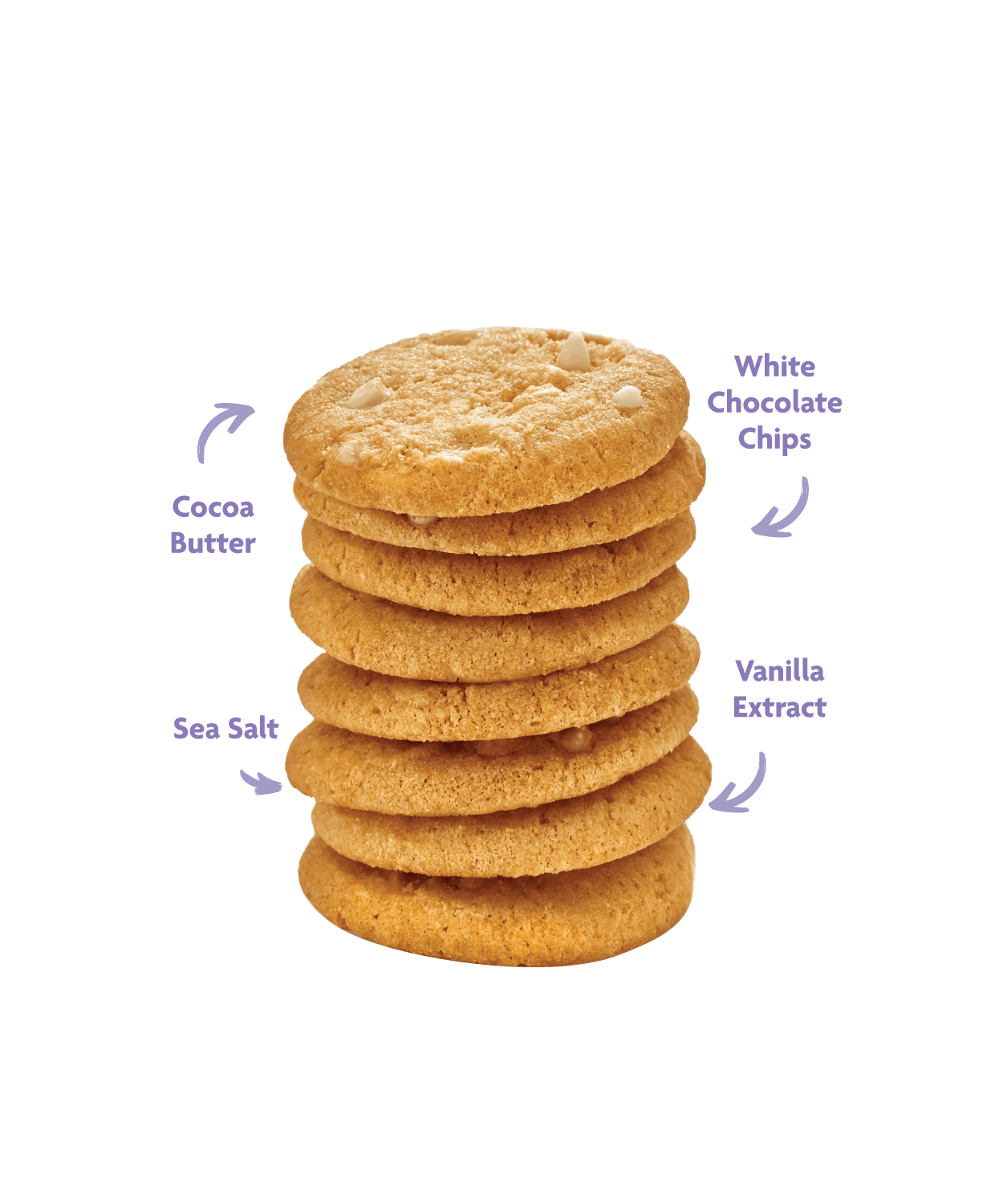 Steve & Andy's Organic White Chocolate Chip Cookies with several cookies displayed in front of the box.