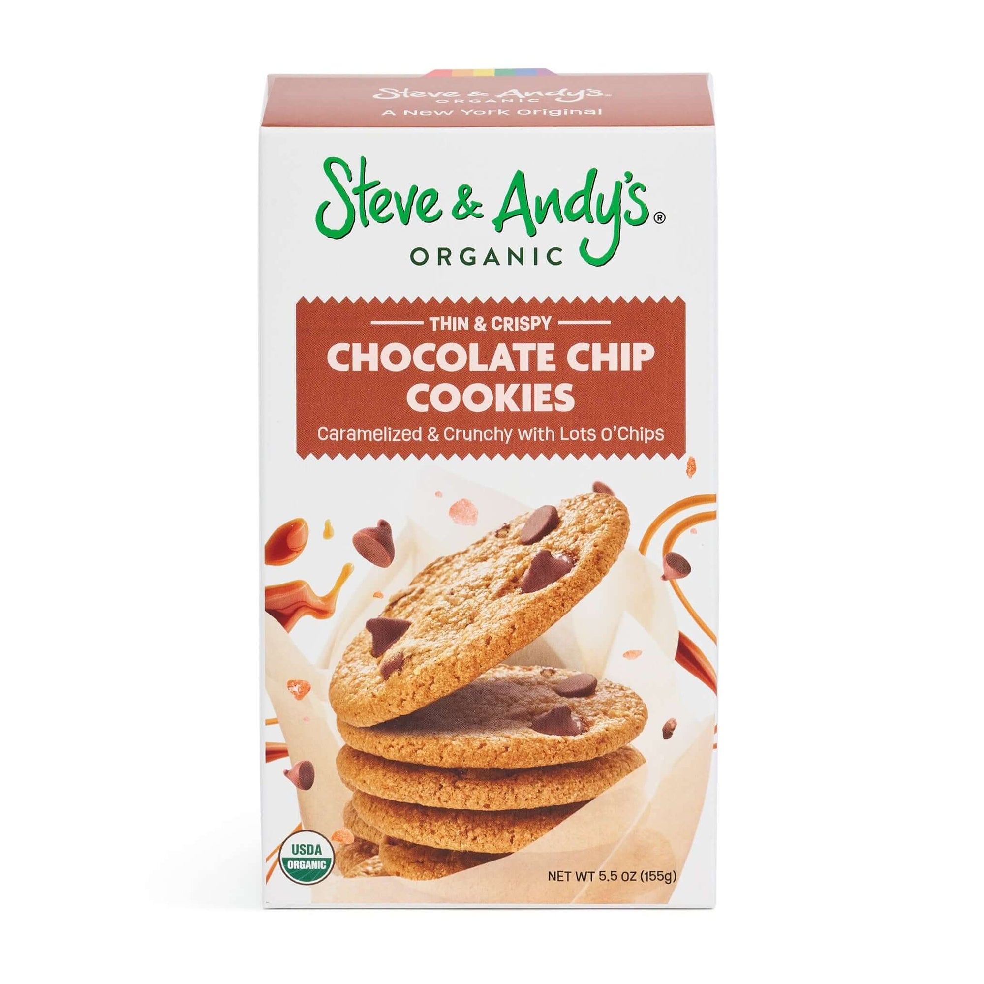 A box of Organic Chocolate Chip Cookies from Steve & Andy's 