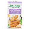 Steve & Andy's Organic and gluten-free White Chocolate Chip Cookies with several cookies displayed in front of the box.